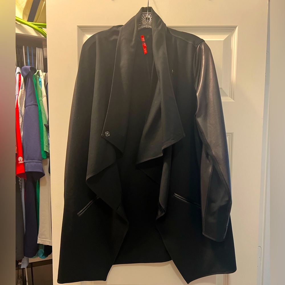 Spanx black draped jacket mixed media